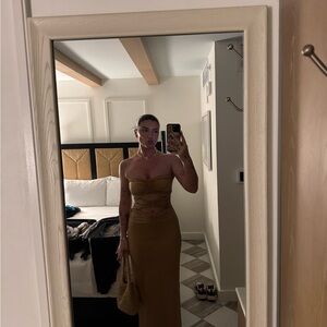 Elegant Tan Maxi Dress